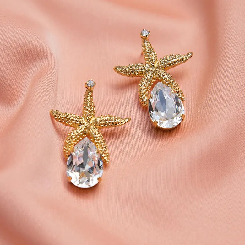 Caroline Svedbom Sea Star Drop Örhängen / Crystal (Rhodium)