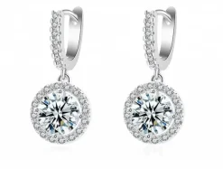 Celine Estelle Runda hängade Silverörhängen med cubic zirconia