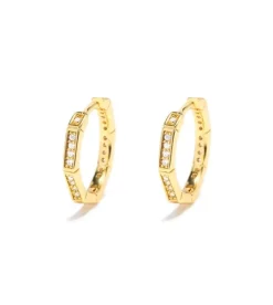 Celine Estelle Sexkantiga Guldörhängen med 18K förgyllning och cubic zirconia