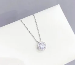 Celine Estelle Silverhalsband med rund sten CZ 42+5 cm