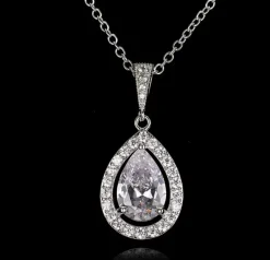 Celine Estelle Silverhalsband med Vitguld och CZ 40+8 cm