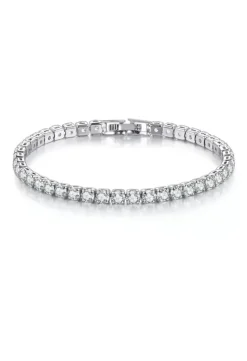 Celine Estelle Stilrent Silverarmband med Vitguld och CZ 4 mm