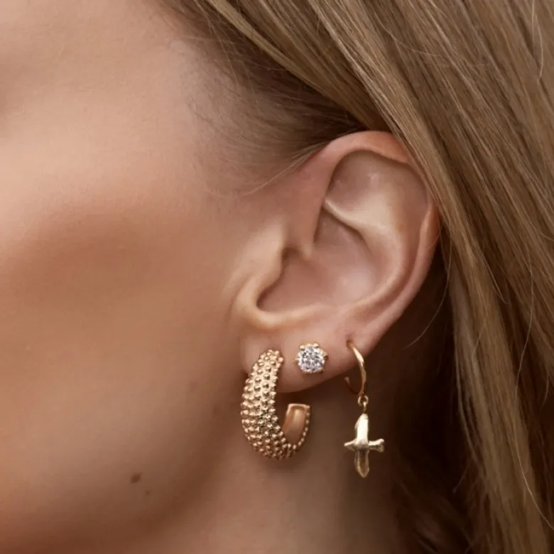 Emma Israelsson Mini Organic Dove M Hoop Gold Ear221
