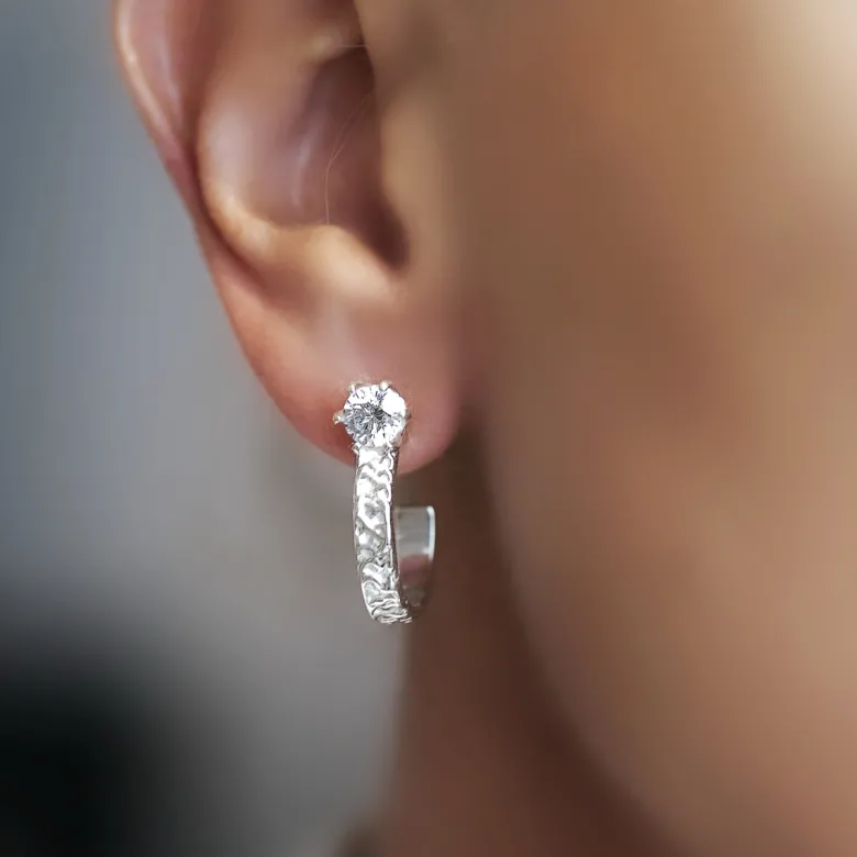 Emma Israelsson Princess Hoops Stone Silver ear157
