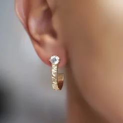 Emma Israelsson Princess Hoops Stone Guld ear158