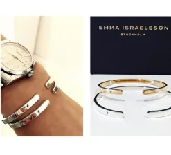 Emma Israelsson Silver Bangle Blk Diamond Brace032