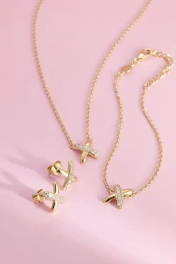 Gynning Jewelry Cross my heart Örhängen (Guld)