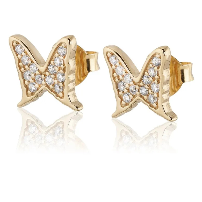 Gynning Jewelry Petite papillion sparkling örhängen – Guld