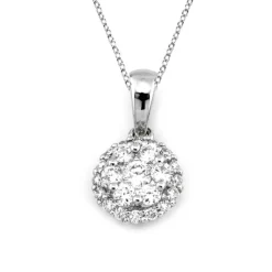 Halo Hänge i 18K Vitguld med 0.34ct TW/SI Diamanter – MSG54W