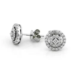Halo Örhängen i 18K Vitguld med 0.50ct TW/SI Diamanter – MSF03W