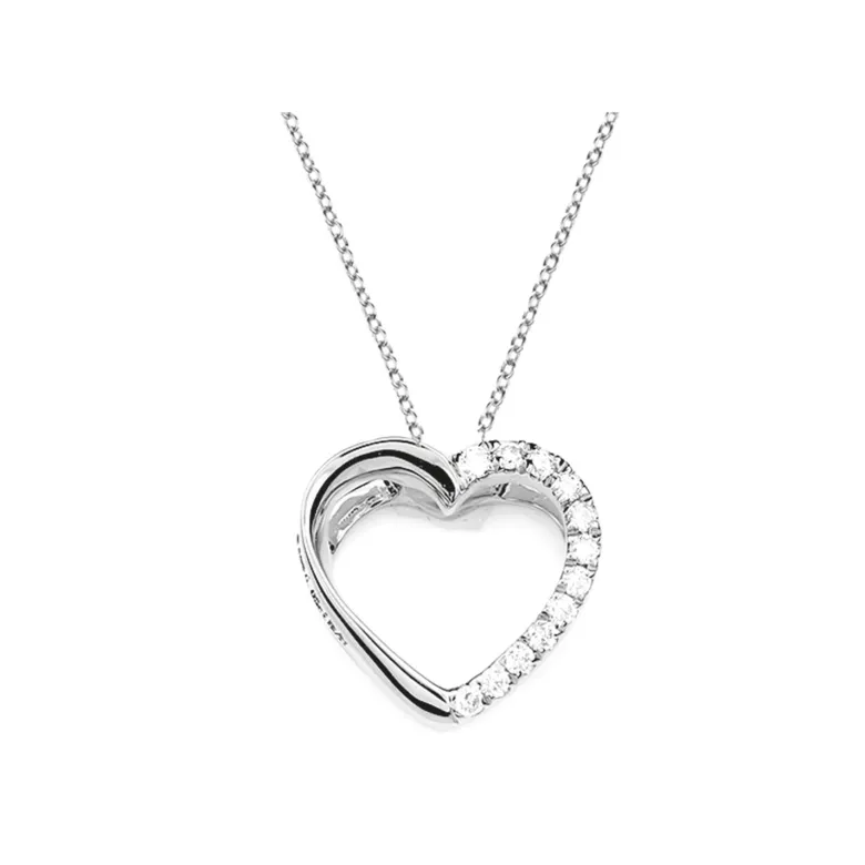 Hjärta Hänge i 18K Vitguld med 0.06ct TW/SI Diamanter – MSG57W