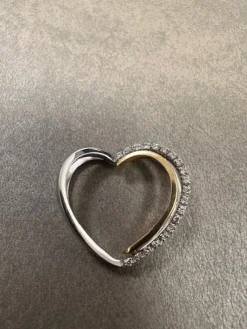 Hjärta i 18K Guld och Vitguld med Diamanter HJG010