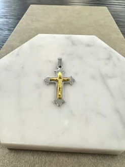 18K Guld x Vitguld Kors – KH029G