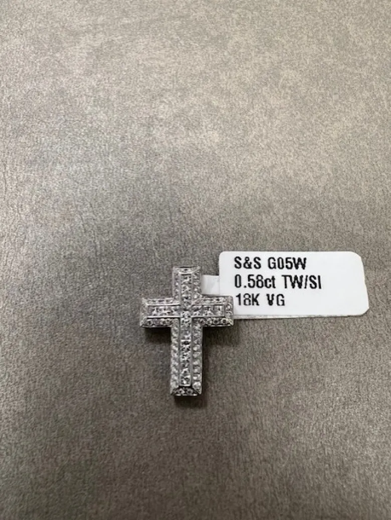 Kors i 18K Vitguld med 0.58ct TW/SI Diamanter – MSG05W