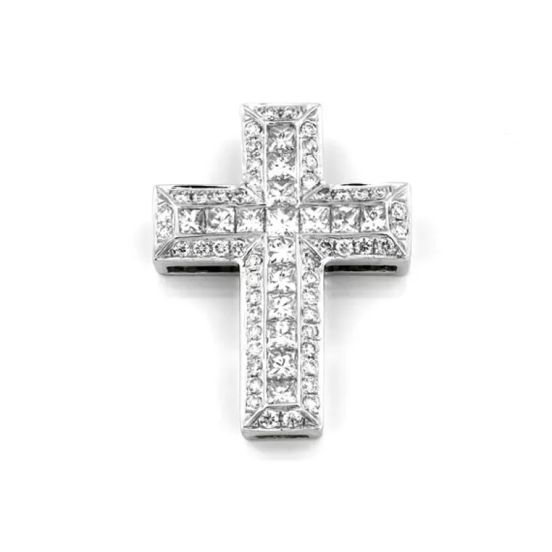 Kors i 18K Vitguld med 0.58ct TW/SI Diamanter – MSG05W