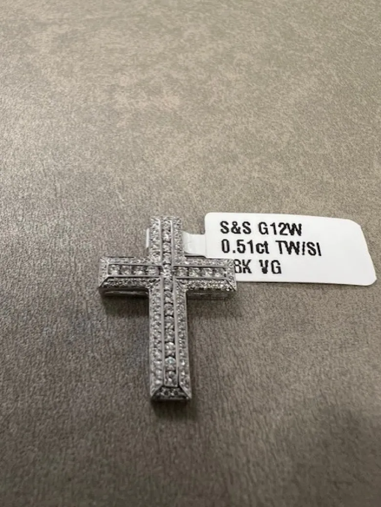 Kors i 18K Vitguld med 0.51ct TW/SI Diamanter – MSG12W