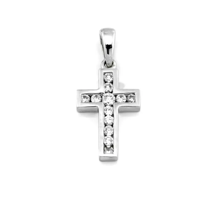 Kors i 18K Vitguld med 0.18ct TW/SI Diamanter – MSG06W