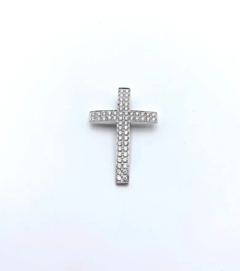 Kors i 18K Vitguld med 0.73ct TW/SI Diamanter – MRV01