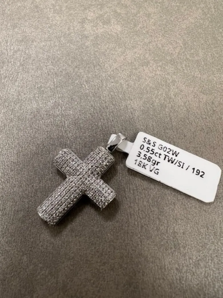 Kors i 18K Vitguld med 0.55ct TW/SI Diamanter – MSG02W