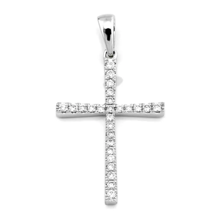 Kors i 18K Vitguld med 0.15ct TW/SI Diamanter – MSG08W