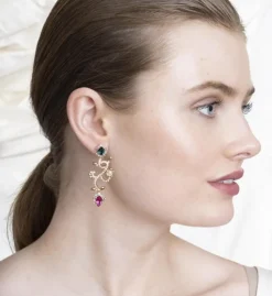 Lily And Rose Camille Örhängen – Emerald Pink (Guld) 65041