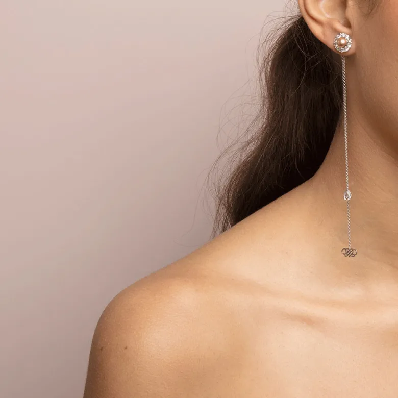 Lily And Rose Logo Chain Drop Crystal (Silver) 20101