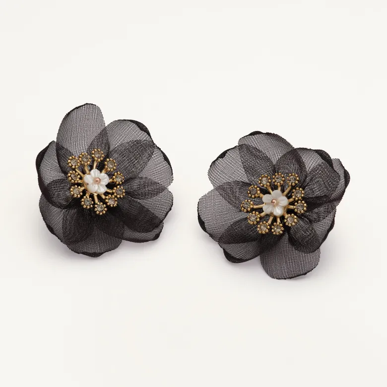 Lily and Rose Organza botanical Örhängen, Black – Guld