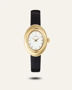 Mockberg Belle Oval Läder Klocka Guld MB1414