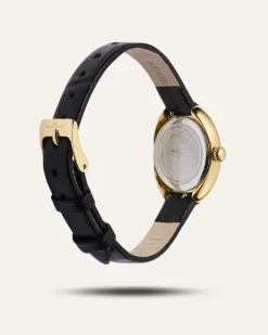 Mockberg Belle Oval Läder Klocka Guld MB1414