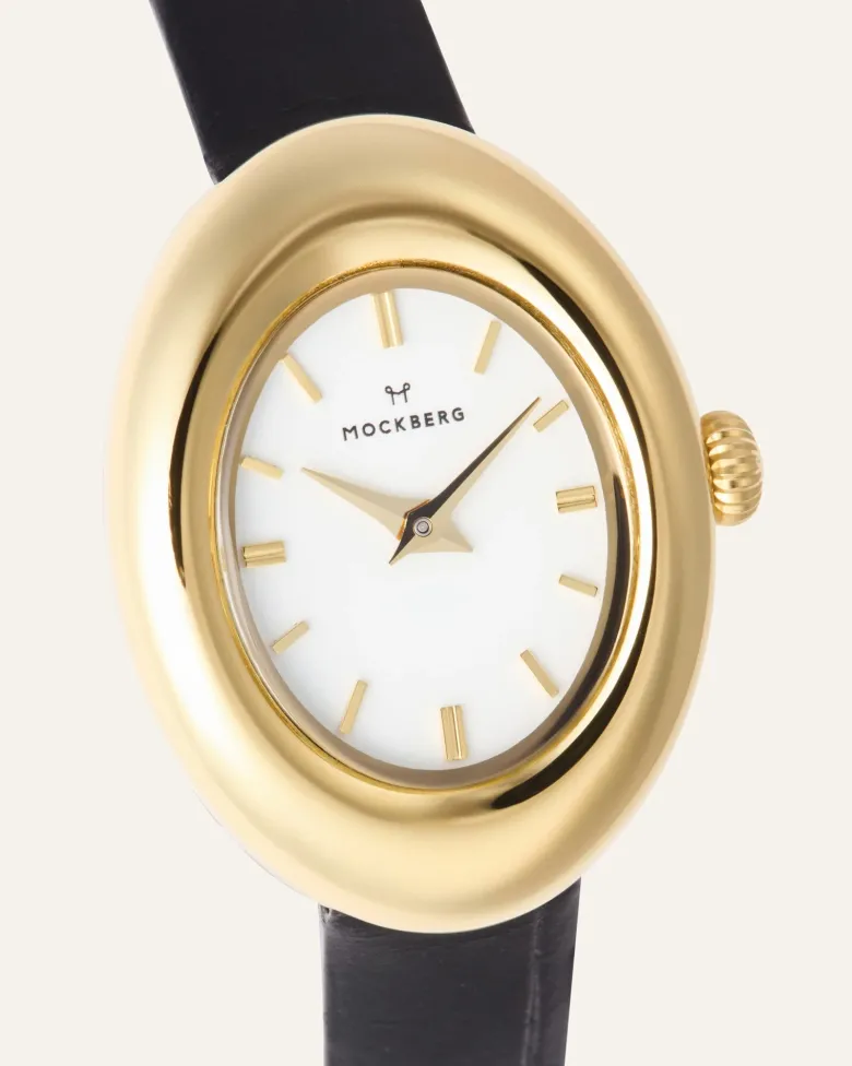 Mockberg Belle Oval Läder Klocka Guld MB1414