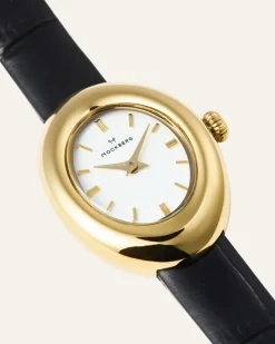 Mockberg Belle Oval Läder Klocka Guld MB1414