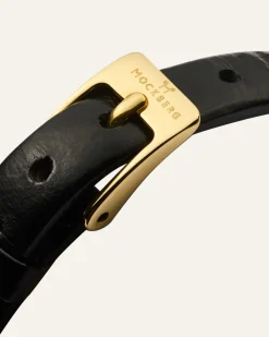 Mockberg Belle Oval Petite Läder Klocka Guld MB1412