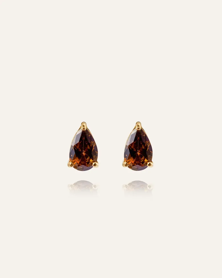 Mockberg Belle Studs Örhängen Medium Guld – Coffee