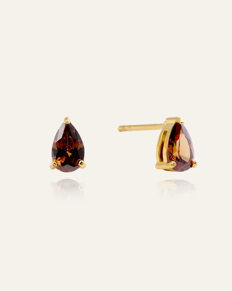 Mockberg Belle Studs Örhängen Medium Guld – Coffee