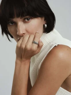 Mockberg Chic Ribbed Ring Silver