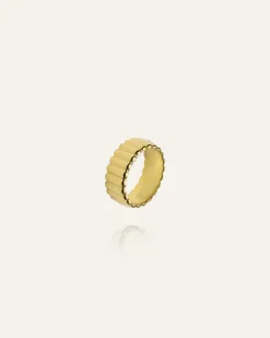 Mockberg Chic Ribbed Ring Guld