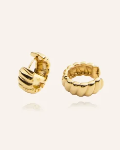 Mockberg Curved Ribbed Örhängen Guld