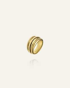 Mockberg Deco Ribbed Ring Guld