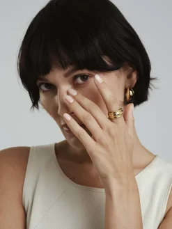 Mockberg Deco Ribbed Ring Guld