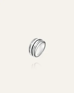 Mockberg Deco Ribbed Ring Silver