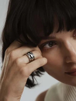 Mockberg Deco Ribbed Ring Silver