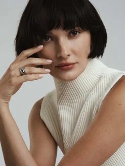 Mockberg Deco Ribbed Ring Silver