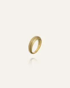 Mockberg Edge Ribbed Ring Guld