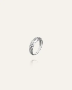 Mockberg Edge Ribbed Ring Silver