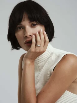 Mockberg Edge Ribbed Ring Silver