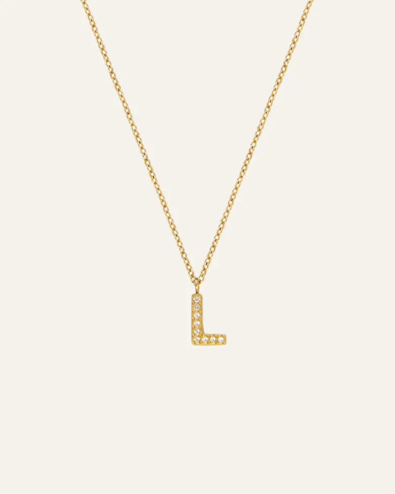 Mockberg Petite Stone Bokstav Halsband Guld