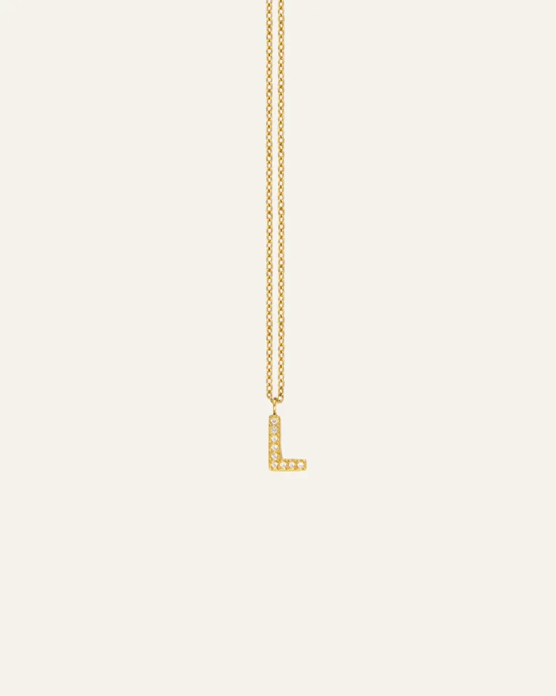 Mockberg Petite Stone Bokstav Halsband Guld