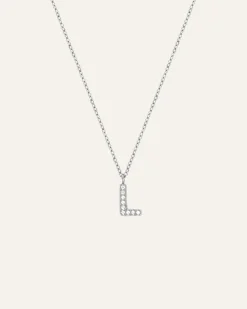 Mockberg Petite Stone Bokstav Halsband Silver
