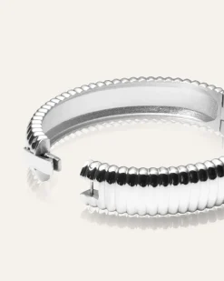 Mockberg Retro Ribbed Bangle Silver