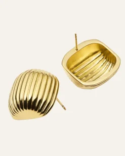 Mockberg Retro Ribbed Örhängen Guld